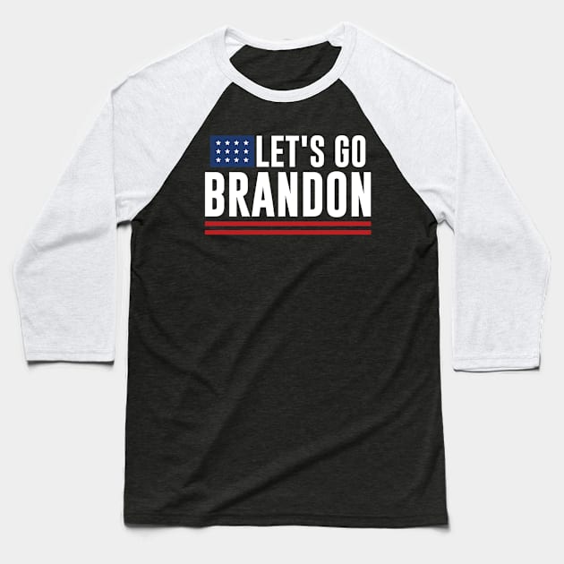 Funny Let's Go Brandon! Meme Retro Vintage American Flag Baseball T-Shirt by wonderws